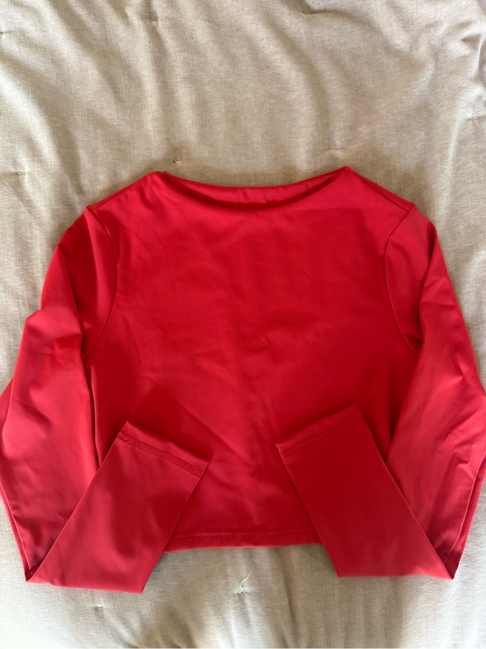 Spandex Red Long Sleeve Cropped Top